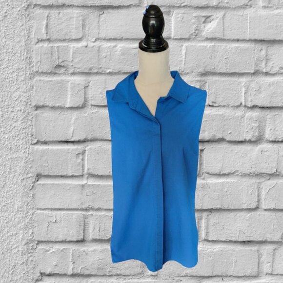 Zac & Rachel Sleeveless Royal Blue Button-Down Shirt in Size XL - Picture 1 of 4